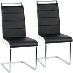 Lot de 2 chaises de salle  manger chaise de cuisine cuir synthtique cuisine salle de runion noir + ...