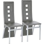 Lot de 2 chaises de salle  manger avec dossier cuir synthtique gris