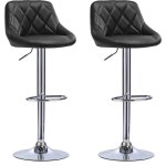 Jeobest - lot de 2 tabouret de bar en cuir pu reglable en hauteur et pivotant pied chrom� noir