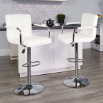 Lot de 2 tabourets de bar en similicuir avec dossier et accoudoirs blanc