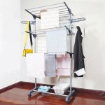tendoir linge intrieur sur 3 niveau, schoir  linge extensible pliable, avec 4 roues de frein de stationnem ...
