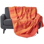 Homescapes jet de lit ou de canap  rayures morocco - orange - 150 x 200 cm