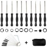 Jeu de 10 tournevis carburateur + sac eva + brosse de nettoyage, jeu d'outils pour le r�glage du carburateur ...