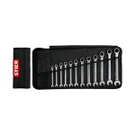 Jeu de 12 cls plates  cliquet annulaire ouv. 8 - 19 mm, acier au chrome - vanadium, 280 x 590 x 15 ...