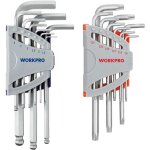 Jeu de 18 cl�s allen hexagonales en cr - v avec t�te plate, torx, sph�rique, cl�s males avec etui portative ...