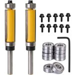 Jeu de 2 fraises  affleurer  tige de 1 / 4  avec roulements suprieurs et infrieurs, outil de coupe ...