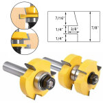 Jeu de 2 fraises � rainurer et languette en forme de t � 3 dents pour le travail du bois (diam�tre de ...