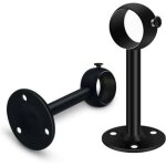 Jeu de 2 supports de tringle � rideau noirs robustes pour tringle de plafond, supports de tringle � rideau ...
