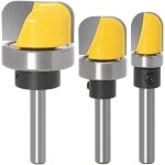 Jeu de 3 fraises � roulement � billes, tige 1 / 4  et douille