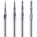 Jeu de 4 fraises coniques, 3, 175 mm, rayon de 0, 25 � 1, 0 mm, fraises cnc en carbure de tungst�ne avec ...