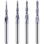 Jeu de 4 fraises coniques, 3, 175 mm, rayon de 0, 25 � 1, 0 mm, fraises cnc en carbure de tungst�ne avec ...