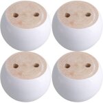 Jeu de 4 pieds de meuble ronds en eucalyptus blanc 8 x 8 x 5 cm pouvant supporter un poids d'environ ...