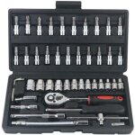 Jeu de 46 cl�s � cliquet � douille 1 / 4 pouce avec douilles m�triques et rallonge pour r�paration automobile ...