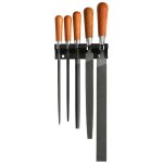 Jeu de 5 limes � manche bois + support facom stg