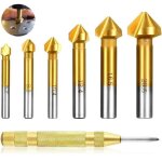 Jeu de 6 fraises  90, fraise pour perceuse, jeu de fraises hss, revtements en titane, diamtre 6, ...