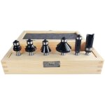Jeu de 6 fraises à araser et de bordage stier 8 mm pour défonçage Jeu de 6 fraises à araser et de bordage stier 8 mm pour défonçage