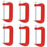 Jeu de 6 serre - joints en g l�gers rouges avec une ouverture de m�choire de 10 cm, adapt�s � la menuiserie, ...