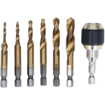 Jeu de 7 tarauds combin�s � spirale en acier rapide, queue hexagonale 1 / 4 , tarauds plaqu�s titane. ...