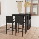 Ensemble de bar d'extrieur 5 pcs accoudoir rsine tresse noir vidaxl