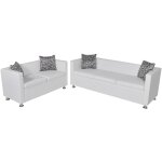 Vidaxl - jeu de canapé à 2 places et à 3 places cuir synthétique blanc Vidaxl - jeu de canapé à 2 places et à 3 places cuir synthétique blanc