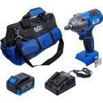 Jeu de clé à choc sur batterie sans balais 400 nm 18 v avec batterie et chargeur rapide Jeu de clé à choc sur batterie sans balais 400 nm 18 v avec batterie et chargeur rapide
