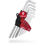 Jeu de cl�s m�les en �tui prostar (07185), lot de 9 jeu de cl�s six pans femelles, t�te sph�rique cl�s ...