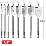 Jeu demèches plates 8 pièces, tige hexagonale à changement rapide de 1 / 4 pouce, ø 6 - 32 mm, (pour ... Jeu demèches plates 8 pièces, tige hexagonale à changement rapide de 1 / 4 pouce, ø 6 - 32 mm, (pour ...