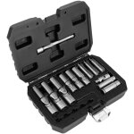 Jeu de douilles pour bougies de pr�chauffage 1 / 4 , 3 / 8 , 8, 9, 10, 12 mm, 18 pi�ces