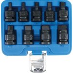 Jeu de douilles  embouts  choc 12, 5 mm (1 / 2 ) six pans intrieurs 5 - 19 mm 9 pices