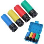 Jeu de douilles � impact 1 / 2  pour jantes en aluminium (17 mm, 19 mm, 21 mm, 22 mm), 4 pi�ces, acier ...