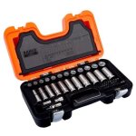Jeu de douilles longues 1 / 4 et 3 / 8, 6 pans, m�triques, et cliquet - 53 pc - bahco