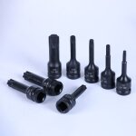 Jeu de douille torx  choc 1 / 2 , lot de 8 douilles  embouts torx, douille etoile  choc t30 - t80, ...
