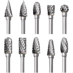 Jeu de fraises en carbure de tungstne pour dremel, 10 pices fraises rotatives  double coupe avec tige ...