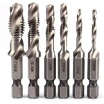Jeu de tarauds filet�s 6 pi�ces, filetage m�trique m3 - m10, embout de taraud cannel� � tige hexagonale, ...
