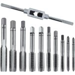 Jeu de tarauds, m5, m6, m7, m8, m10, m12, 11 pi�ces, m�trique avec foret, filetage fin, outils, machine ...