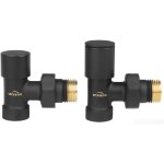 Invena - jeu de vannes de radiateur, alimentation + retour, coud�es, noires