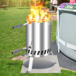 Jiubiaz 2x chauffage de piscine au bois, brasero en acier inoxydable pour piscines ext�rieures, cendrier ...