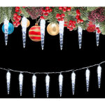 Jiubiaz 5m 40 led gla�ons, guirlande lumineuse rideau int�rieur ext�rieur, 8 modes ip44 �tanche - blanc ...