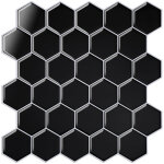 Jiubiaz carrelage adh�sif hexagone noir 30�30 cm ? lot de 10 autocollants muraux imperm�ables pour cr�dence ...