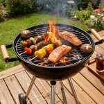 Jiubiaz grille bbq ronde 55 cm, grille de cuisson en acier inoxydable de haute qualit�, accessoire de ...