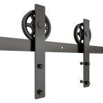 Jn. songs - 200cm quincaillerie kit de rail double porte coulissante double avec roulettes et guide de ...