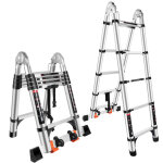 Chelle t�lescopique en aluminium �chelle pliable et d�ployable marchepieds escamotables avec double poulie ...