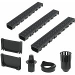 Jn. songs - lot de trois caniveaux de drainage plastique 3 m noir Jn. songs - lot de trois caniveaux de drainage plastique 3 m noir