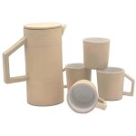 Set thire 950ml + 4 tasses en cramique blanche brillante - design lgant et moderne - idal pour ...