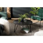 Macabane - johan - table basse ronde 75x75cm aluminium noir pieds épingles métal noir Macabane - johan - table basse ronde 75x75cm aluminium noir pieds épingles métal noir