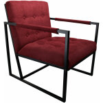 Jones fauteuil de cocktail lounge rembourr avec cadre en acier tissu rouge - svita