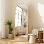 Jookgbd - grand miroir sur pied 177x77 cm, miroir bomb� avec coins arrondis et cadre aluminium, miroir ...