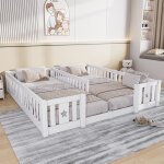 Jookgbd - lit enfant double 180x200 cm en bois massif, lit barreaux avec motif �toiles, barri�res de ...