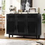 Jookgbd - sideboard, commode avec tiroirs et portes, buffet en rotin, armoire de rangement, meuble de ...