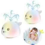 Jouet bain, 2 x baleine jet d'eau jeux bain b�b� 1 2 3 ans, �lectrique induction jouets de pulv�risation ...